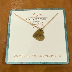Gold Tone Heart Necklace (wine)